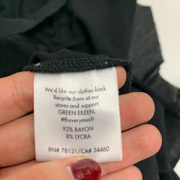 Eileen Fisher Midi Dress Womens PM Petite Black Semi Sheer Chiffon Asymmetrical - Picture 10 of 12